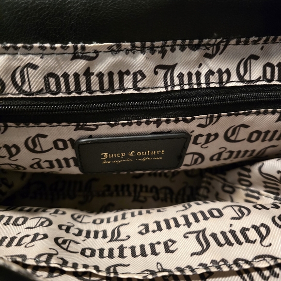 Juicy Couture Black Crossbody Bag Pink League Logo Flap Adjustable Strap Purse - Picture 7 of 10